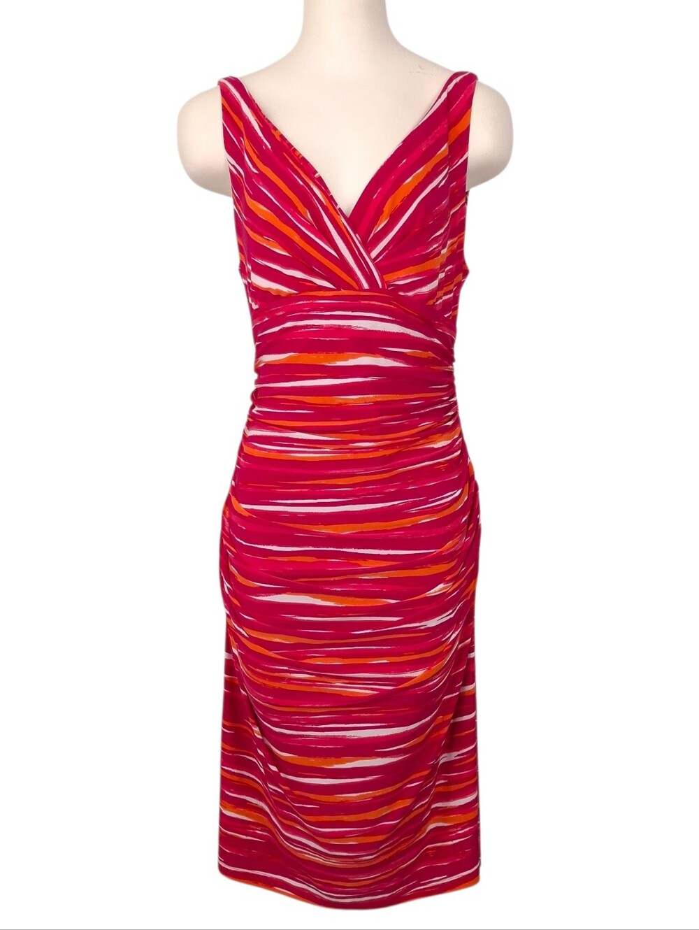 Lauren Ralph Lauren stretch jersey surplice dress preppy vacation colorful